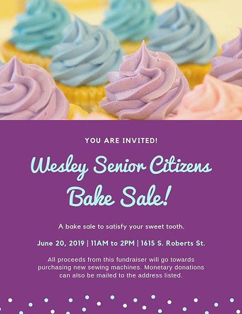 Wesley Senior Citizens Program Bake Sale