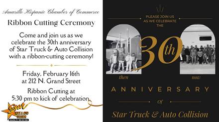 Star Truck & Auto Collision’s 30th Anniversary Ribbon-cutting Ceremony @ Star Truck & Auto Collision | Amarillo | Texas | United States