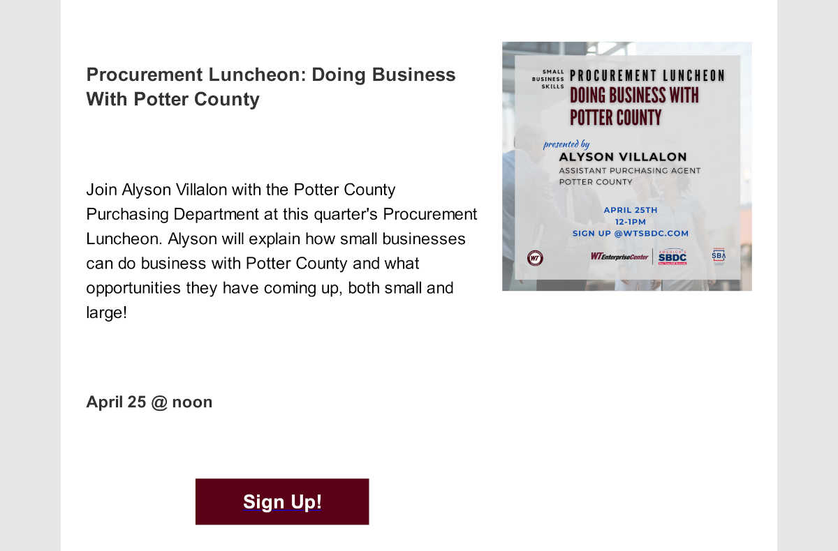 Procurement Luncheon — Doing Business With Potter County